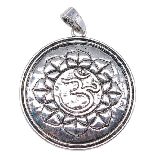 Alliage de zinc plate ronde pendentifs, Plat rond, Plaqué de couleur d'argent, Vintage & bijoux de mode & DIY, 61x77mm, Vendu par PC