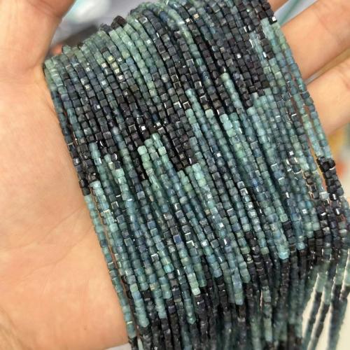 Grânulos de gemstone jóias, turmalina, Quadrado, polido, joias de moda & DIY, cores misturadas, 2mm, Aprox 130PCs/Strand, vendido por Strand