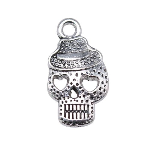 Cink ötvözet Skull Medálok, Koponya, antik ezüst színű bevonattal, Vintage & divat ékszerek & DIY & üreges, 21x12mm, Által értékesített PC