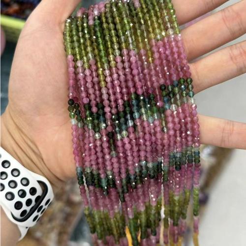 Grânulos de gemstone jóias, turmalina, Roda, polido, joias de moda & DIY & facetada, cores misturadas, 3.50mm, Aprox 85PCs/Strand, vendido por Strand