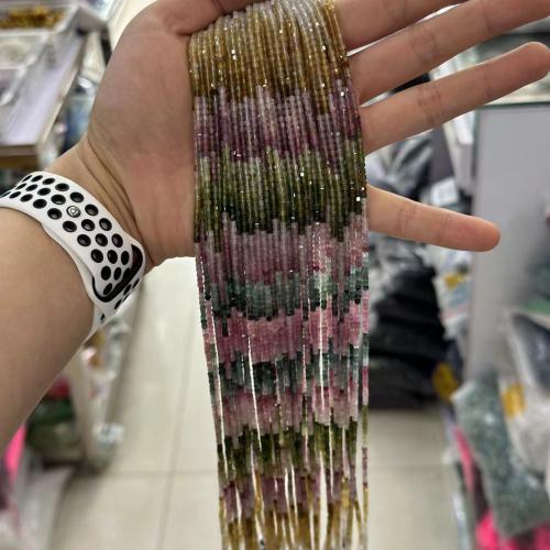 Grânulos de gemstone jóias, turmalina, Quadrado, polido, joias de moda & diferentes graus para a escolha & DIY & facetada, cores misturadas, 2mm, Aprox 130PCs/Strand, vendido por Strand