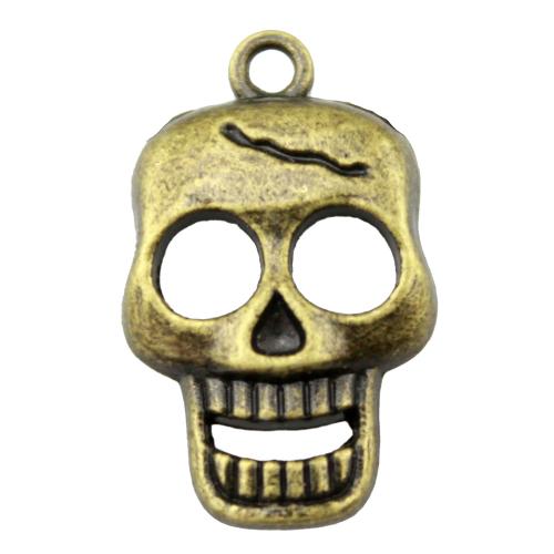 Sinc Alloy Skull Pendants, Blaosc, dath cré-umha antique plátáilte, seanré & jewelry faisin & DIY & log, 23x12mm, Díolta De réir PC