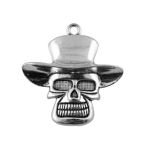 Zinklegering Skull Hangers, Zinc Alloy, Schedel, antiek zilver plated, Vintage & mode sieraden & DIY, 50x48mm, Verkocht door PC