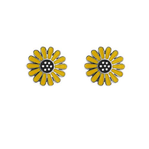 Titanium Steel  Earring Flower fashion jewelry & for woman & enamel nickel lead & cadmium free Sold By Pair