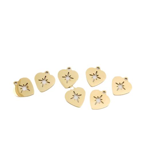 Edelstahl -Herz-Anhänger, 316 L Edelstahl, DIY, goldfarben, 12x11mm, 2PCs/Tasche, verkauft von Tasche