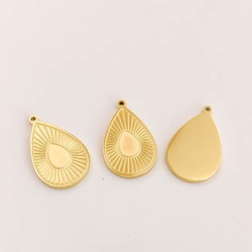 Stainless Steel Pendants 316L Stainless Steel Teardrop DIY golden Sold By Bag