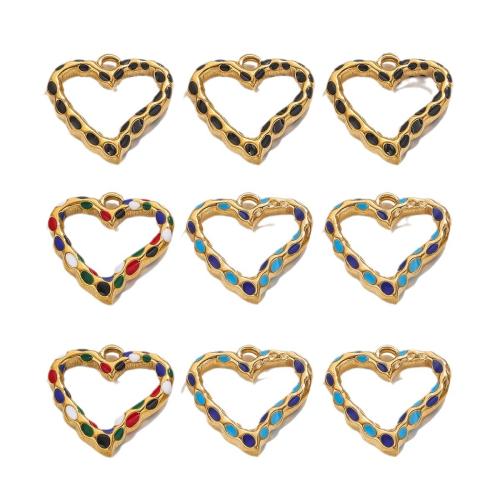 Stainless Steel Heart Pendants 304 Stainless Steel DIY & enamel Sold By Bag