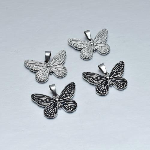 Zwierzę Zawieszki ze stali nierdzewnej, Stal nierdzewna 304, Motyl, DIY, dostępnych więcej kolorów, 30x22mm, sprzedane przez PC