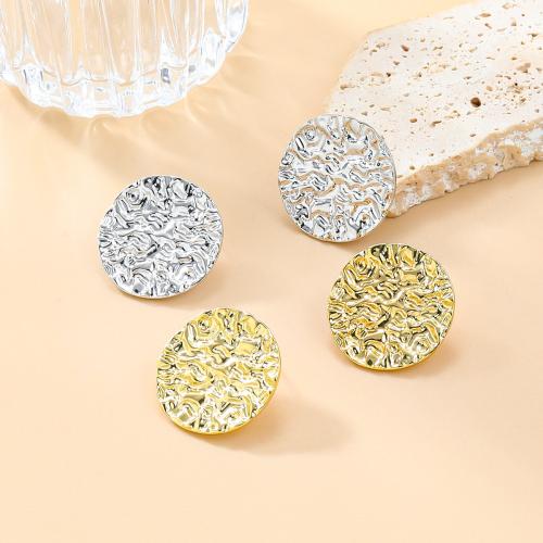 Zinc Alloy Stud Earring Round plated fashion jewelry & for woman nickel lead & cadmium free Sold By Pair