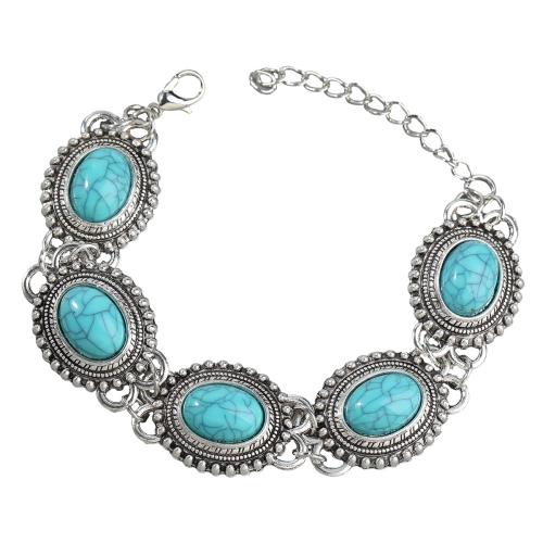 Zinklegering oorknoppen, Zinc Alloy, met turkoois, met 2.28 Inch extender keten, plated, mode sieraden & voor vrouw, cyaan, nikkel, lood en cadmium vrij, Lengte 6.92 inch, Verkocht door PC