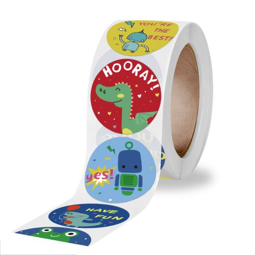 Papier van de sticker, Koperen Printing Paper, Ronde, gemengde patroon & verschillende ontwerpen voor de keuze, 25mm, Ca 500/spool, Verkocht door spool