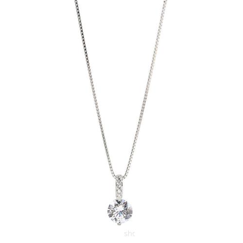 Cubic Zircon Micro Pave Brass Necklace with 5CM extender chain plated micro pave cubic zirconia & for woman platinum color Length Approx 40 cm Sold By PC