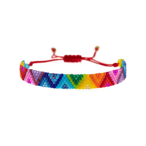 Glas perler armbånd, med Terylene Cord, forskellige stilarter for valg & for kvinde, flere farver til valg, Solgt af PC