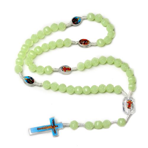 Collier bijoux de mode, plastique, avec corde de coton, unisexe & lumineux & décalque, vert, Longueur 41-50 cm, Vendu par PC