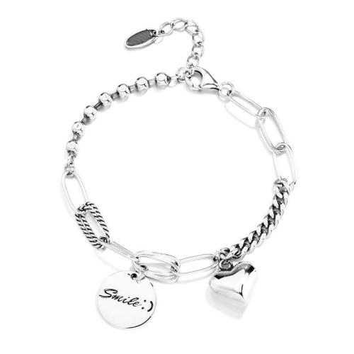 metal Pulsera, con 1.2inch extender cadena, chapado en color de plata, Vintage & para mujer, longitud aproximado 7 Inch, Vendido por UD