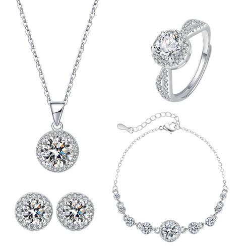 Sárgaréz Jewelry Set, platina színű bevont, különböző stílusokat a választás & mikro egyengetni cirkónia & a nő, Által értékesített PC