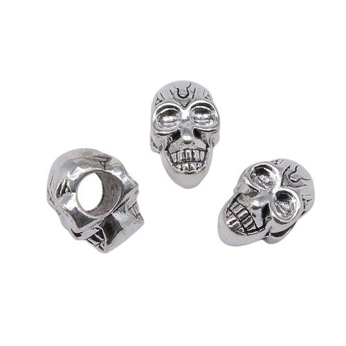 Zink Alloy Smycken Pärlor, Skull, antik silver pläterad, Vintage & mode smycken & DIY, 12x9x7mm, Säljs av PC