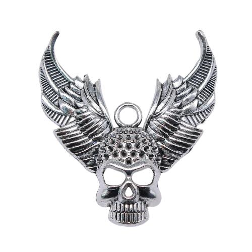 Zinc Alloy Skull Pendler, antik sølv farve forgyldt, Vintage & mode smykker & du kan DIY & hule, 34x50mm, Solgt af PC