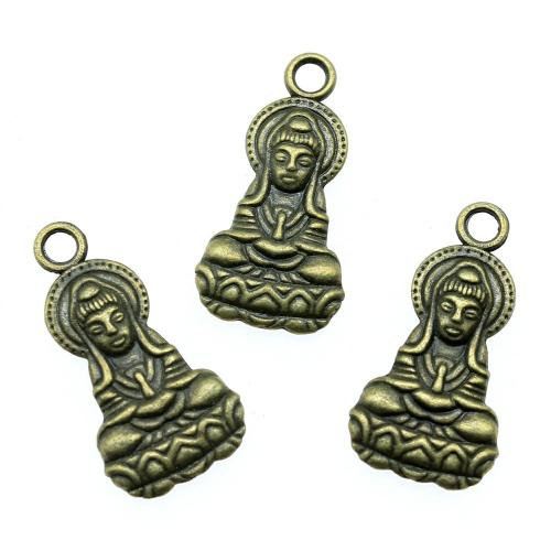 Cink Alloy Privjesci, Guanyin, pozlaćen, Berba & modni nakit & možete DIY, više boja za izbor, 26x13mm, Prodano By PC