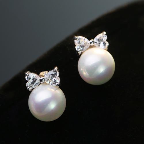 Cubic Zirconia micro pavimenta Sterling Silver Earring, 925 sterline d'argento, with Shell Pearl, gioielli di moda & Micro spianare cubic zirconia & per la donna, assenza di nichel,piombo&cadmio, 10x13mm, Venduto da coppia