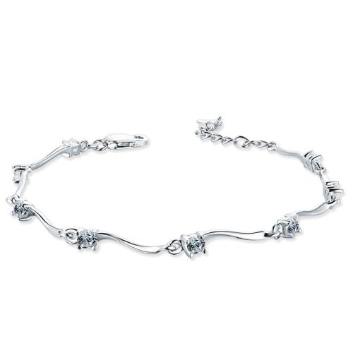 Sterling Sølv Armbånd, 925 Sterling Sølv, med 3cm extender kæde, mode smykker & Micro Pave cubic zirconia & for kvinde, flere farver til valg, nikkel, bly & cadmium fri, Længde Ca. 15.5 cm, Solgt af PC