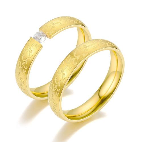 Anillos para Parejas, acero inoxidable 304, unisexo & diverso tamaño para la opción & diferentes estilos para la opción, dorado, width 4mm, thickness 1.8mm, Vendido por UD