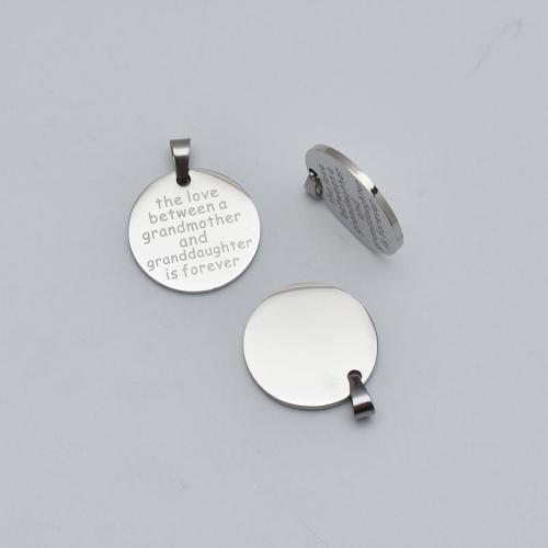 Stainless Steel Pendants 304 Stainless Steel Flat Round polished DIY original color Sold By PC