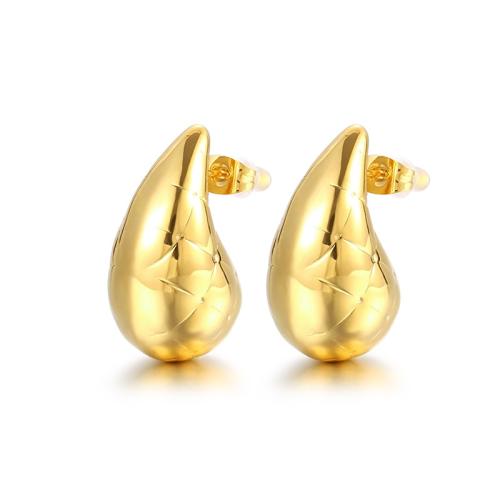 Stainless Steel Stud Earrings 304 Stainless Steel Teardrop Vacuum Ion Plating fashion jewelry & for woman Sold By Pair