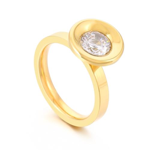 Bague en acier inoxydable zircons cubiques, Acier inoxydable 304, avec zircon cubique, bijoux de mode & normes différentes pour le choix & pour femme, plus de couleurs à choisir, Vendu par PC