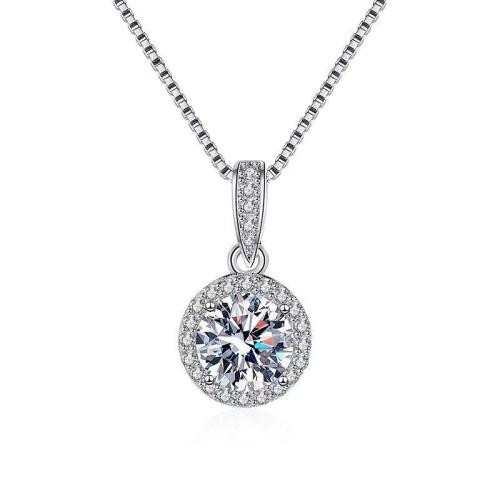 Kubieke Zircon Micro effenen Sterling zilveren ketting, 925 Sterling Zilver, met 5CM extender keten, micro pave zirconia & voor vrouw, platina kleur, Lengte Ca 40 cm, Verkocht door PC