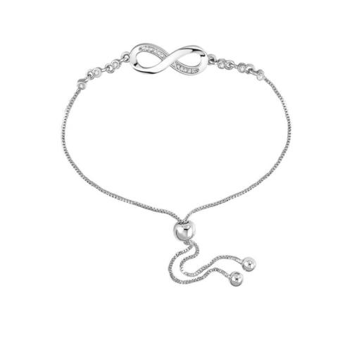 Argento Bracciali, 925 argento sterlina, Micro spianare cubic zirconia & per la donna, color platino, Lunghezza Appross. 24 cm, Venduto da PC