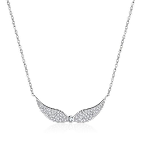 Circón cúbico micr3ofono pavimenta collar de plata esterlina, plata de ley 925, con 5CM extender cadena, micro arcilla de zirconia cúbica & para mujer, más colores para la opción, longitud aproximado 45 cm, Vendido por UD