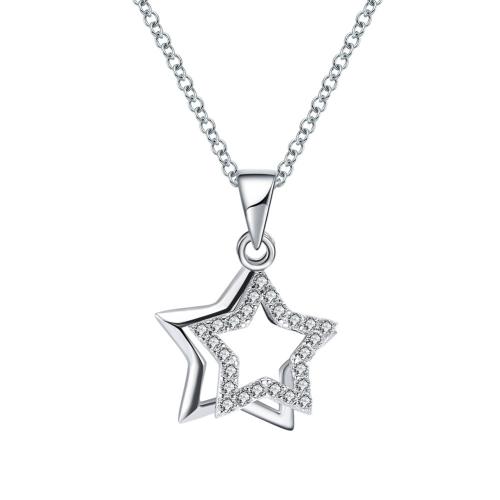 Kubieke Zircon Micro effenen Sterling zilveren ketting, 925 Sterling Zilver, micro pave zirconia & voor vrouw, platina kleur, Lengte Ca 45 cm, Verkocht door PC