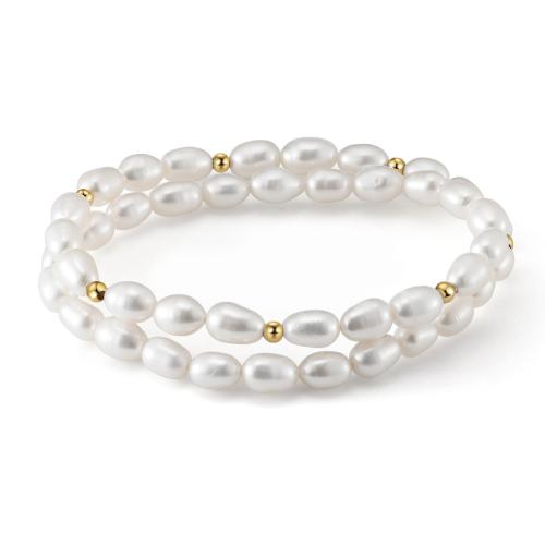 Pulseiras de prata, 925 prata esterlina, with Pérolas de água doce, unissex, branco, comprimento Aprox 17-18 cm, vendido por PC