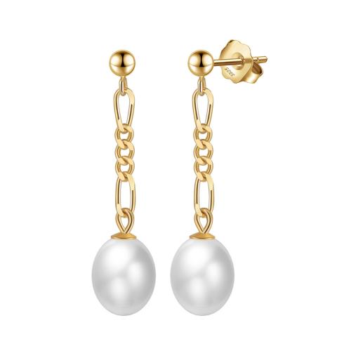 Sterling Silver Jewelry Earring, 925 Sterling Silver, le Pearl Fionnuisce, do bhean, órga, 31mm, Díolta De réir Péire