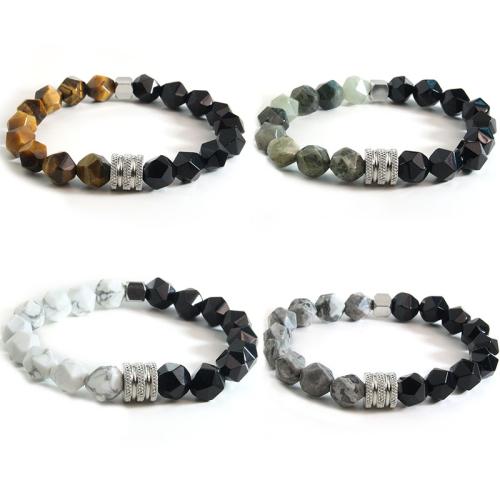 Gemstone Náramky, Titanium ocel, s Přírodní kámen & Obsidian, různé materiály pro výběr & unisex, více barev na výběr, Délka 19 cm, Prodáno By PC