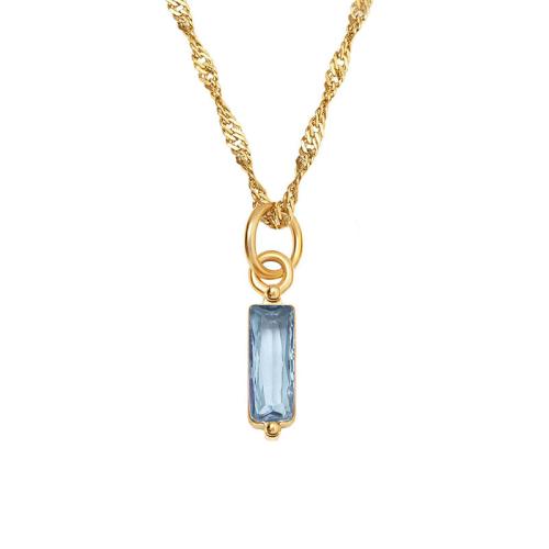 Collier d'acier titane, avec 5cm chaînes de rallonge, pavé de micro zircon & pour femme, plus de couleurs à choisir, Longueur 45 cm, Vendu par PC