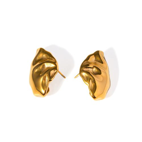 Stainless Steel Stud Earrings 304 Stainless Steel 18K gold plated fashion jewelry & for woman golden Sold By Pair