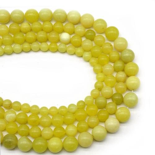 Natural Jade Beads Jade Lemon Round polished DIY yellow Sold By Strand