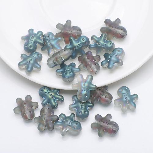 Perles en verre de mode, Gingerbread Man, DIY & givré, plus de couleurs à choisir, 14x7x15mm, Trou:Environ 1.5mm, Environ 100PC/sac, Vendu par sac