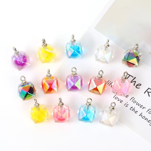 Acrylic Pendants with Zinc Alloy Rhombus DIY 15mm Sold By Bag