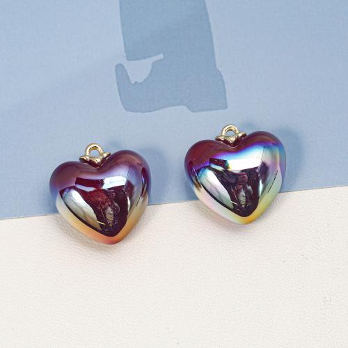 ABS Plastic Pendler, med Zinc Alloy, Heart, du kan DIY, flere farver til valg, 19x20mm, 100pc'er/Bag, Solgt af Bag