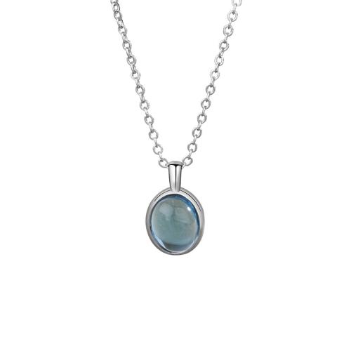 Collier en laiton, avec Moonstone, avec 5CM chaînes de rallonge, Placage, pour femme, couleur platine, Longueur Environ 40 cm, Vendu par PC