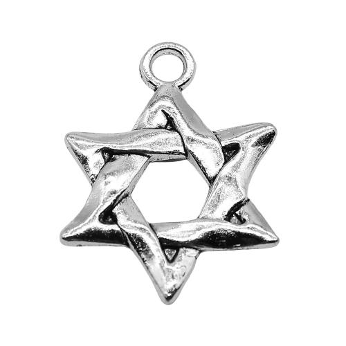 Zinc Alloy Hollow Pendler, Hexagram, antik sølv farve forgyldt, Vintage & mode smykker & du kan DIY & hule, 25x34mm, Solgt af PC