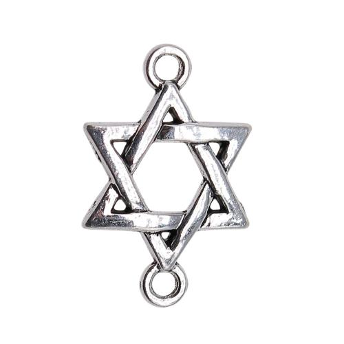 Zinklegering Connector, Zinc Alloy, Hexagram, antiek zilver plated, Vintage & mode sieraden & DIY & 1/1 lus & hol, 25x16mm, Verkocht door PC