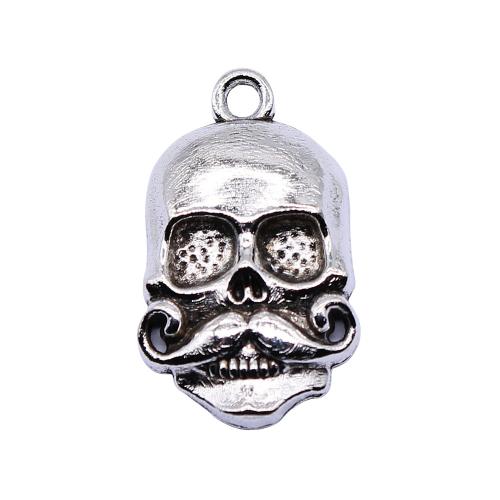 Zinklegering Skull Hangers, Zinc Alloy, Schedel, antiek zilver plated, Vintage & mode sieraden & DIY, 14x22mm, Verkocht door PC