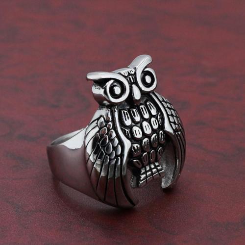 Anden Ring for Mænd, Titanium Stål, Owl, mode smykker & forskellig størrelse for valg & for mennesket, nikkel, bly & cadmium fri, Solgt af PC