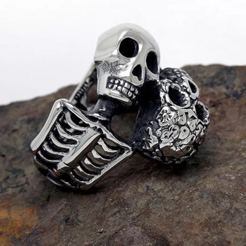 Otros Anillos para Hombres, Partículas de acero, Calavera, Joyería & diverso tamaño para la opción, libre de níquel, plomo & cadmio, Vendido por UD