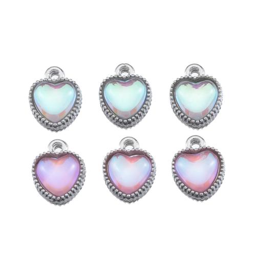 Zinc Alloy Rhinestone Pendler, Heart, du kan DIY & med rhinestone, flere farver til valg, nikkel, bly & cadmium fri, 7.50x7.50mm, 10pc'er/Bag, Solgt af Bag