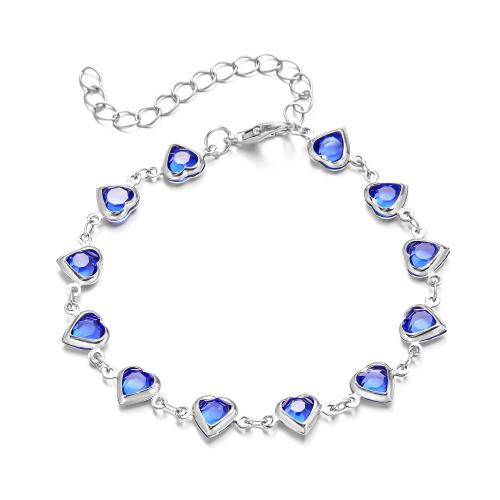 Pulsera de Aleación de Zinc, con 5cm extender cadena, Corazón, chapado, Joyería & para mujer & con diamantes de imitación, más colores para la opción, libre de níquel, plomo & cadmio, longitud 16 cm, Vendido por UD